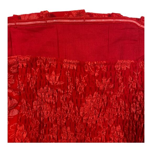 Entro Red Floral Jacquard Strapless Peplum Size Medium Top - Picture 8 of 10